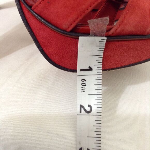 Aldo Red Suede Chunky Heel Platform Strappy Ankle Closure Sandal Size 37 - Picture 6 of 8